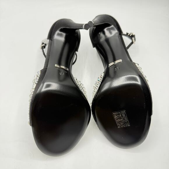 Gucci Ilse Crystal-Embellished Open Toe Satin Heel Sandals Black  EU 39 US 9 - Picture 8 of 14